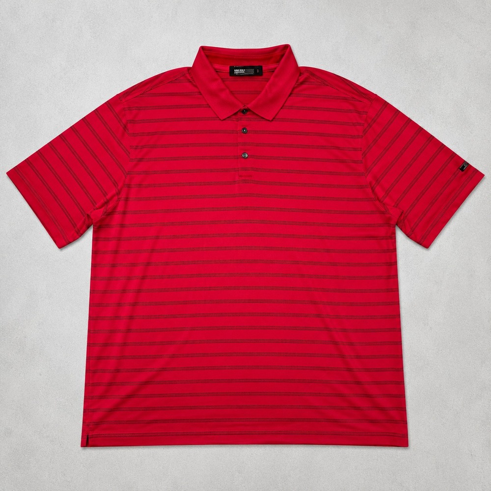 Tiger Woods Collection Dri-FIT Polo Shirt Mens 2XL Red Striped Golf Golf Polo